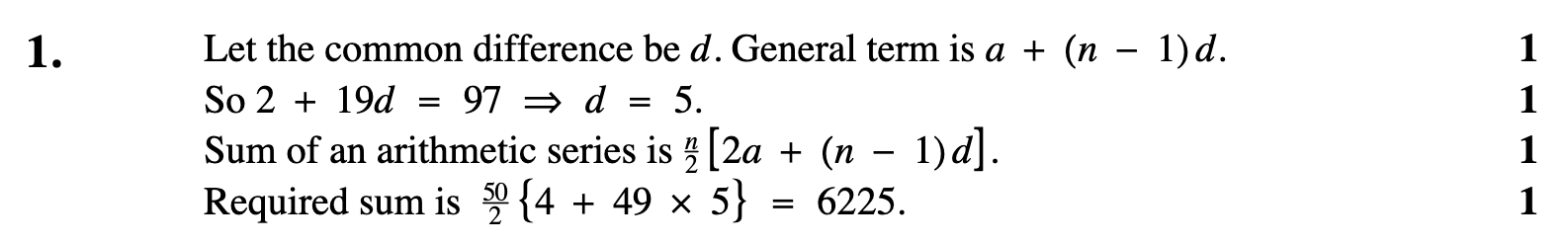 2008 Question 1 Marking Instructions