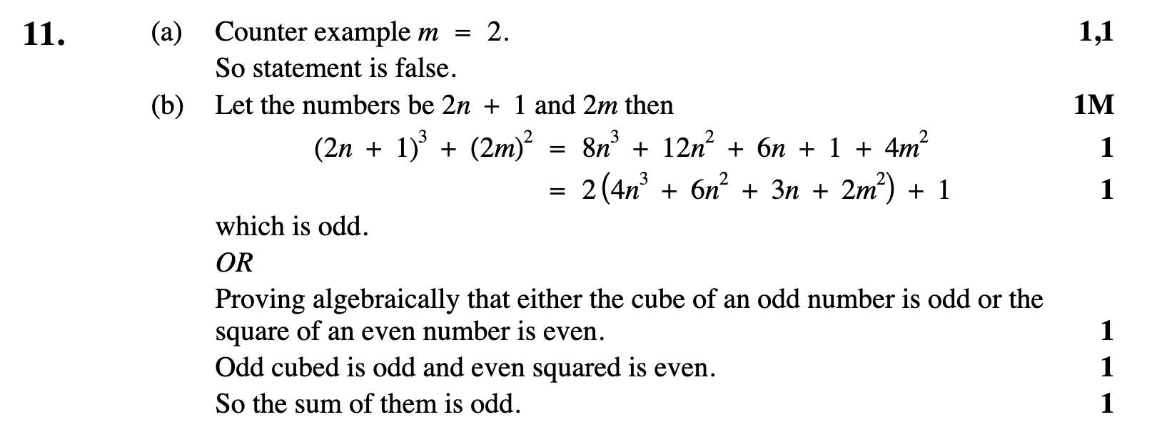2008 Question 11 Marking Instructions