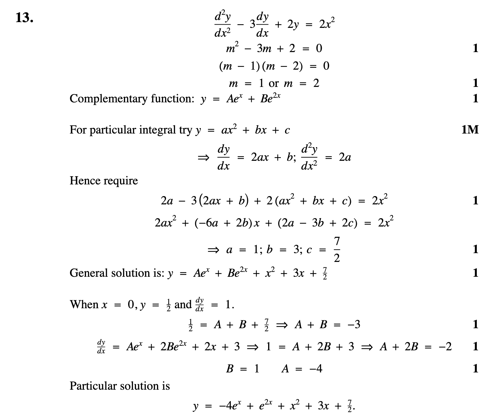2008 Question 13 Marking Instructions