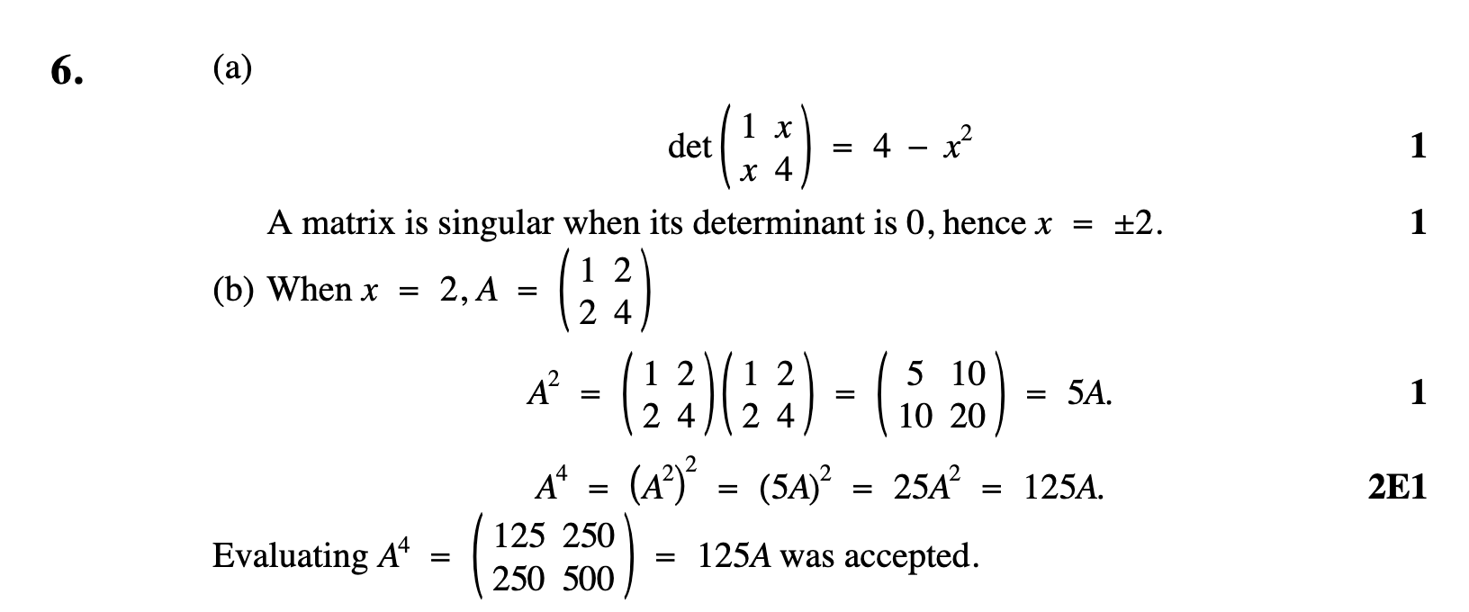 2008 Question 6 Marking Instructions