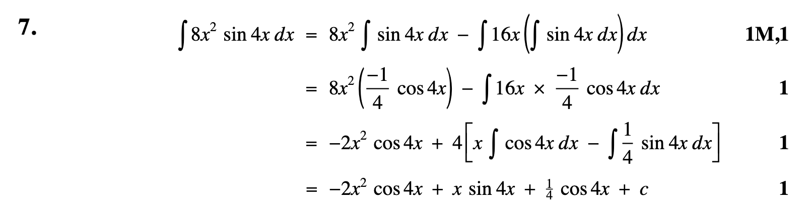 2008 Question 7 Marking Instructions