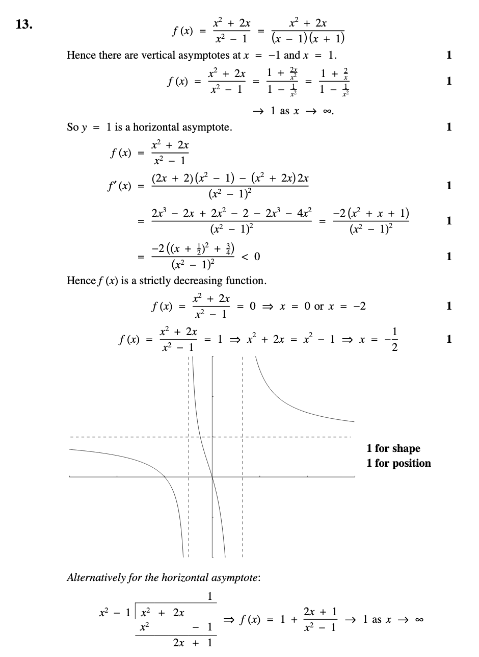 2009 Question 13 Marking Instructions