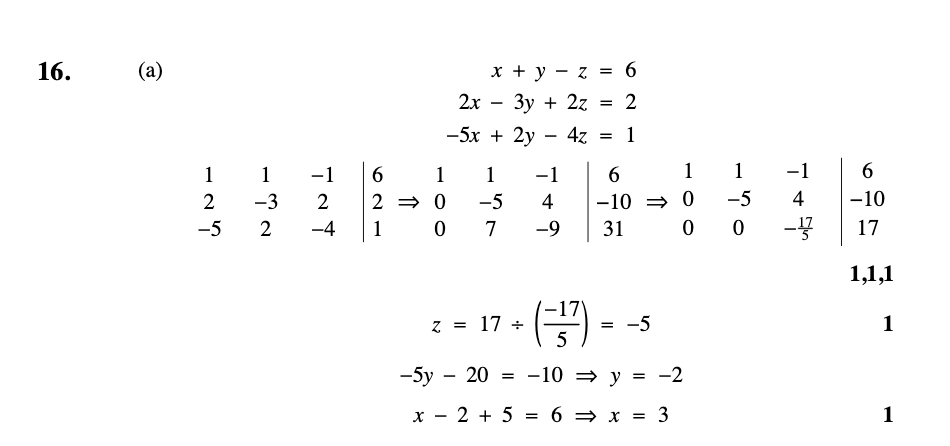 2009 Question 16a Marking Instructions