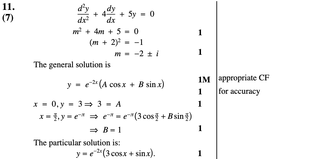 2010 Question 11 Marking Instructions