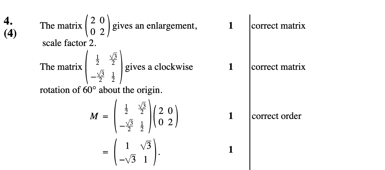 2010 Question 4 Marking Instructions