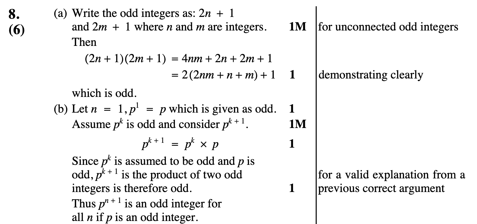 2010 Question 8 Marking Instructions