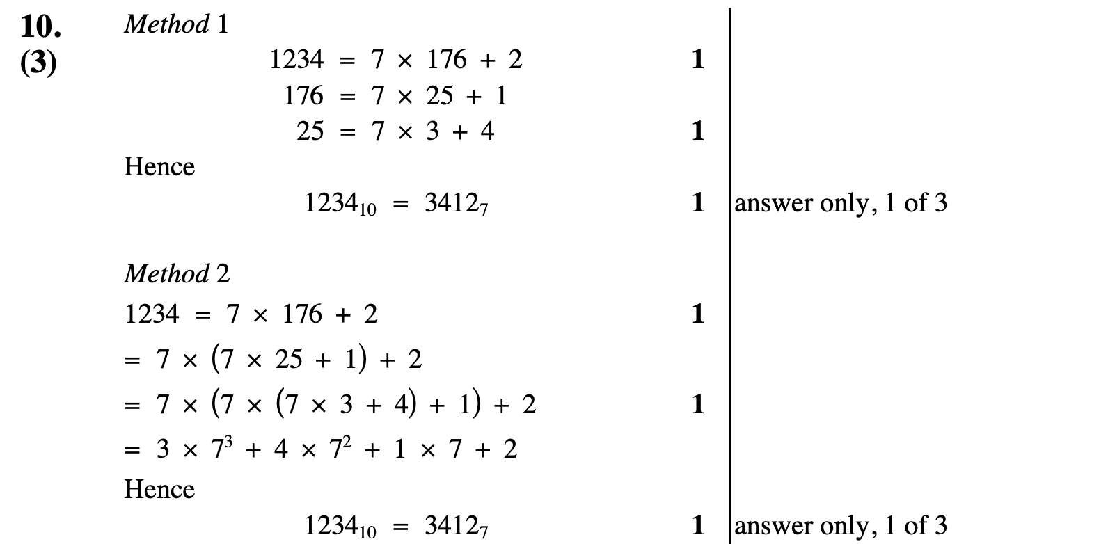 2012 Question 10 Marking Instructions