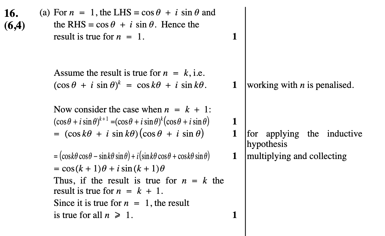 2012 Question 16a Marking Instructions