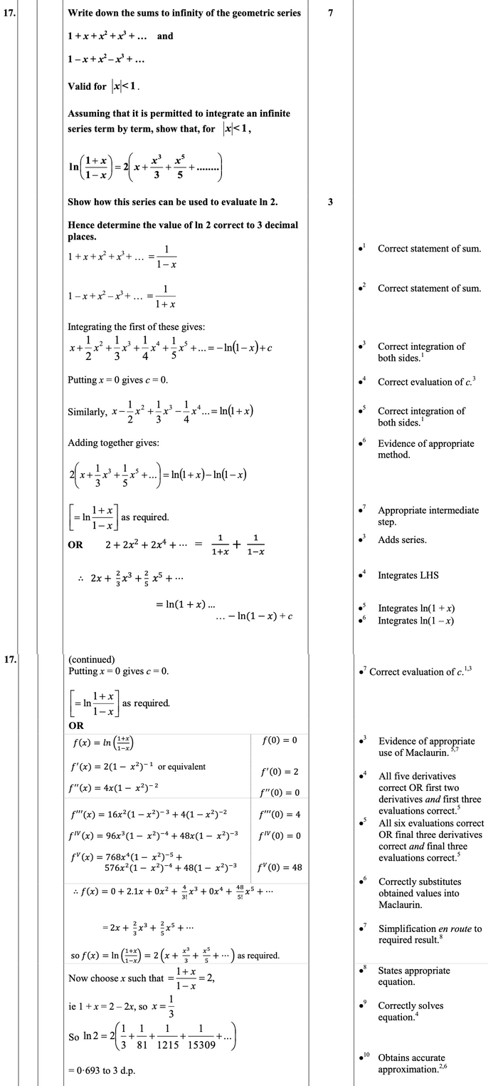 2013 Question 17 Marking Instructions