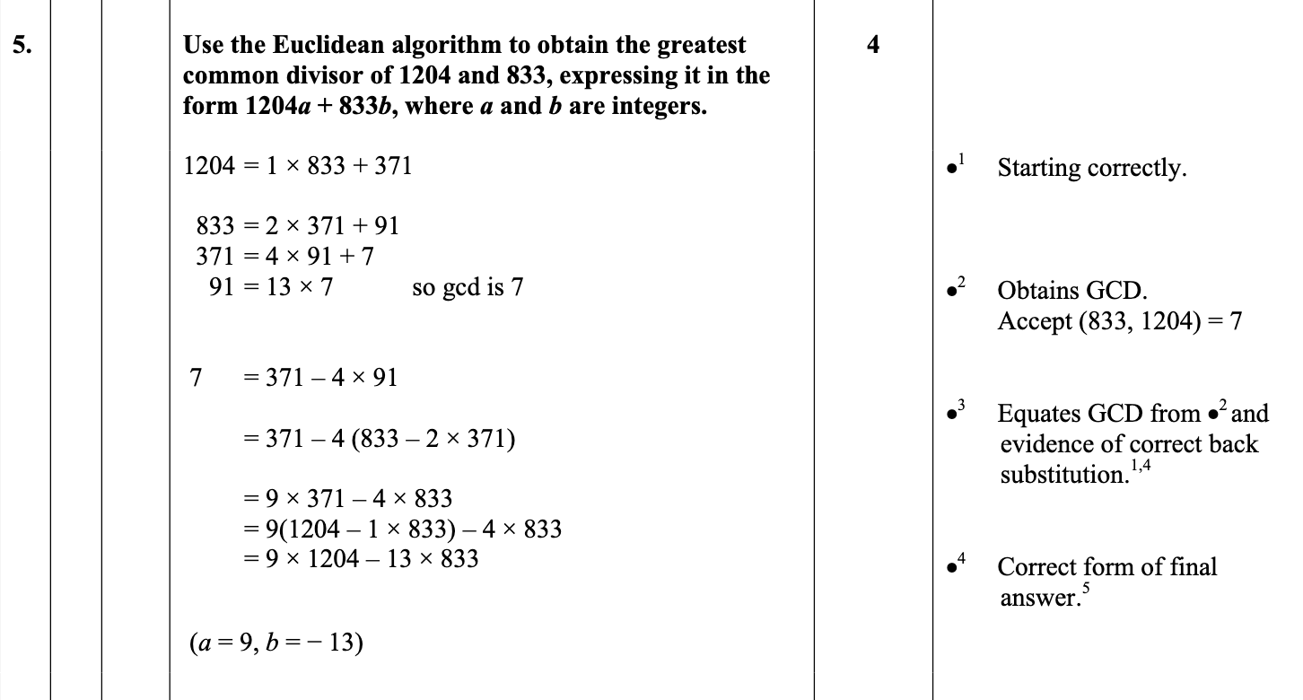 2013 Question 5 Marking Instructions